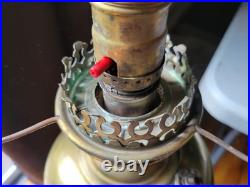 Antique Aladdin Brass Model #6 Oil Lamp Electrified 1915-16 Shades Included