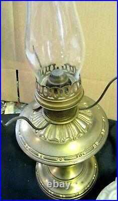 Antique Aladdin Brass Model No. 8 Oil Kerosene Lamp and matching shade