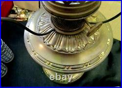 Antique Aladdin Brass Model No. 8 Oil Kerosene Lamp and matching shade