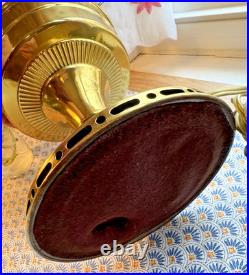 Antique Aladdin Brass Oil Model 12 Electrified Lamp Milk Glass Painted Shade 19 Antique Aladdin Brass Oil Model 12 Electrified Lamp Milk Glass Painted Shade 19