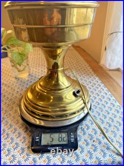 Antique Aladdin Brass Oil Model 12 Electrified Lamp Milk Glass Painted Shade 19