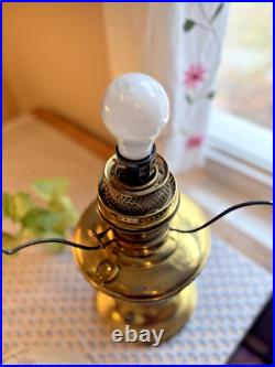 Antique Aladdin Brass Oil Model 12 Electrified Lamp Milk Glass Painted Shade 19