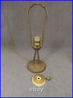 Antique Aladdin Cast Iron Lamp Base #163, Reverse Hand-painted Glass Shade