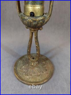 Antique Aladdin Cast Iron Lamp Base #163, Reverse Hand-painted Glass Shade