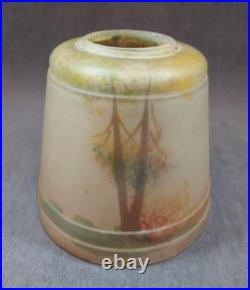 Antique Aladdin Cast Iron Lamp Base #163, Reverse Hand-painted Glass Shade