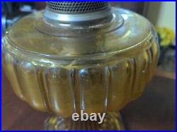 Antique Aladdin Cathedral Kerosene Oil Lamp Model B Burner Amber Glass