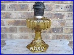 Antique Aladdin Cathedral Kerosene Oil Lamp Model B Burner Amber Glass MINT