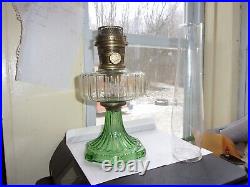 Antique Aladdin Clear Font Green Foot Glass Corinthian Oil Lamp B 105. 1936