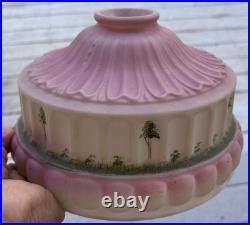 Antique Aladdin Coleman Oil Kerosene Hanging Lamp Pink Glass Shade 2-1/4 fitter