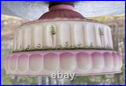 Antique Aladdin Coleman Oil Kerosene Hanging Lamp Pink Glass Shade 2-1/4 fitter