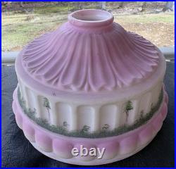 Antique Aladdin Coleman Oil Kerosene Hanging Lamp Pink Glass Shade 2-1/4 fitter