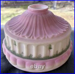 Antique Aladdin Coleman Oil Kerosene Hanging Lamp Pink Glass Shade 2-1/4 fitter