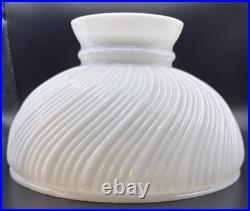 Antique Aladdin Coleman Rayo Kerosene Oil Milk Glass Swirl Ribbed Lamp 10 Shade