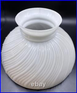 Antique Aladdin Coleman Rayo Kerosene Oil Milk Glass Swirl Ribbed Lamp 10 Shade