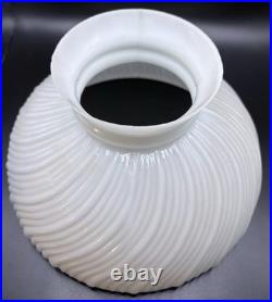 Antique Aladdin Coleman Rayo Kerosene Oil Milk Glass Swirl Ribbed Lamp 10 Shade