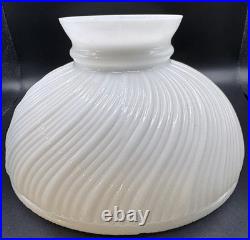 Antique Aladdin Coleman Rayo Kerosene Oil Milk Glass Swirl Ribbed Lamp 10 Shade