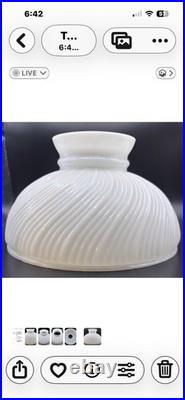 Antique Aladdin Coleman Rayo Kerosene Oil Milk Glass Swirl Ribbed Lamp 10 Shade