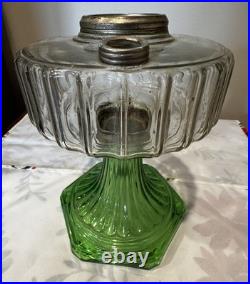 Antique Aladdin Corinthian B-105 Clear Font Green Foot Oil Lamp 1935-36