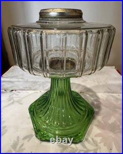 Antique Aladdin Corinthian B-105 Clear Font Green Foot Oil Lamp 1935-36
