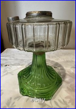 Antique Aladdin Corinthian B-105 Clear Font Green Foot Oil Lamp 1935-36