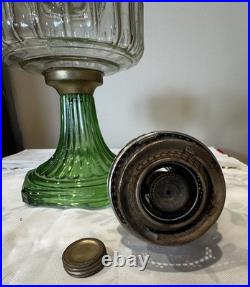 Antique Aladdin Corinthian B-105 Clear Font Green Foot Oil Lamp 1935-36
