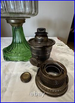 Antique Aladdin Corinthian B-105 Clear Font Green Foot Oil Lamp 1935-36