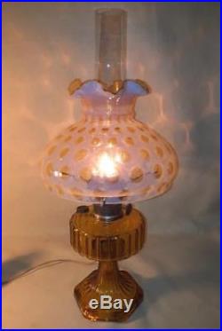 Antique Aladdin Corinthian Fenton Honeysuckle Combo Lamp w Shade Electric Option