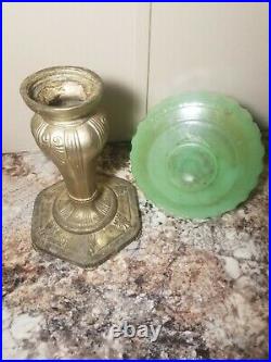 Antique Aladdin Corinthian Jadeite Green Kerosene Oil Lamp