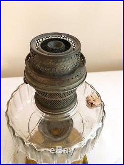 Antique Aladdin Corinthian Kerosene Oil Lamp Amber & Clear Model B Burner Shade