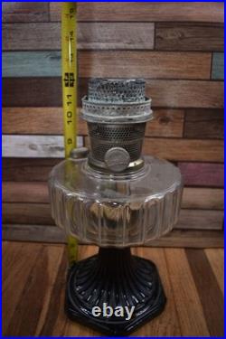 Antique Aladdin Corinthian Model B Black and Clear Glass Oil Lamp