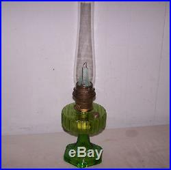 Antique Aladdin Corinthian Pattern Green Crystal Lamp
