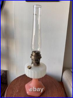 Antique Aladdin Corinthian Pink Milk Glass Kerosene Oil Lamp 23 Antique Aladdin Corinthian Pink Milk Glass Kerosene Oil Lamp 23