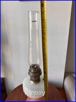 Antique Aladdin Corinthian Pink Milk Glass Kerosene Oil Lamp 23
