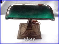 Antique Aladdin Electric Office Desk Lamp Bankers Student With Green Cased Shade