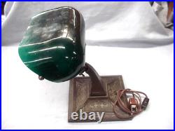 Antique Aladdin Electric Office Desk Lamp Bankers Student With Green Cased Shade