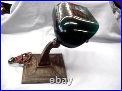 Antique Aladdin Electric Office Desk Lamp Bankers Student With Green Cased Shade
