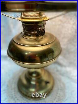 Antique Aladdin Electrified Kerosene OIL LAMP with Milk Glass Shade and Chimney