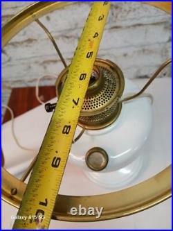 Antique Aladdin Electrified Oil Lamp Model B White base and Floral shade