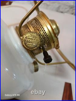 Antique Aladdin Electrified Oil Lamp Model B White base and Floral shade