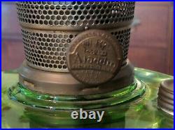Antique Aladdin Green Corinthian Kerosene Oil Lamp Nu-Type D Burner