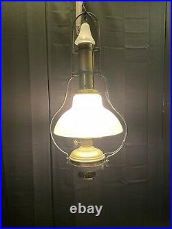 Antique Aladdin Hanging Brass Oil Lamp Electrified Vintage Kerosene Light