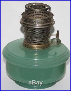 Antique Aladdin Jade Green Moonstone Kerosene Oil Lamp, Font Model B Burner
