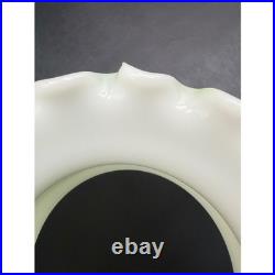 Antique Aladdin Jadeite Green Milk Glass Quilted Oil Lamp Hand Painted Shade
