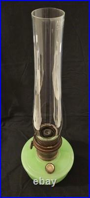 Antique Aladdin Jadeite Shelf Oil Lamp Model B Nu-Type Burner & Mantle & Chimney