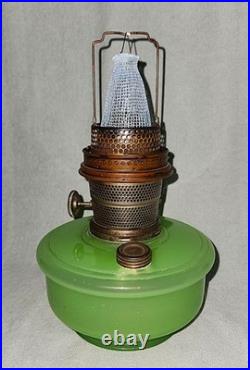 Antique Aladdin Jadeite Shelf Oil Lamp Model B Nu-Type Burner & Mantle & Chimney