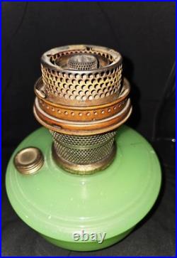 Antique Aladdin Jadeite Shelf Oil Lamp Model B Nu-Type Burner & Mantle & Chimney
