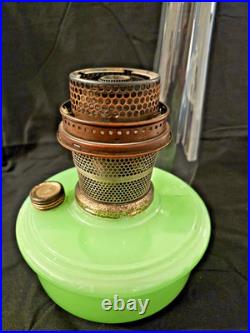 Antique Aladdin Jadeite Shelf Oil Lamp Model B Nu-Type Burner & Mantle & Chimney