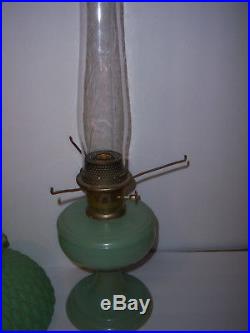 Antique Aladdin Jadite Kerosene Oil Lamp