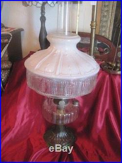 Antique Aladdin Kerosene Lamp Green Base, Original Glass Shade Nu Type Model B