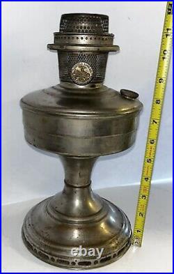 Antique Aladdin Kerosene Lamp Nickel Model 12 1928-1935 Center-Draft Oil Lamp